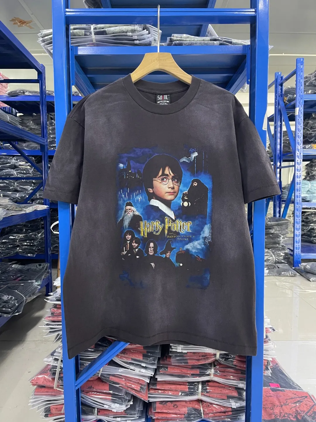 In stock ST416 style washed gray P150 Saint Michael 25SS "DHILOSOPIER'S STONE" Harry Potter movie co-branded washed distressed T-shirt size S-M-L-XL